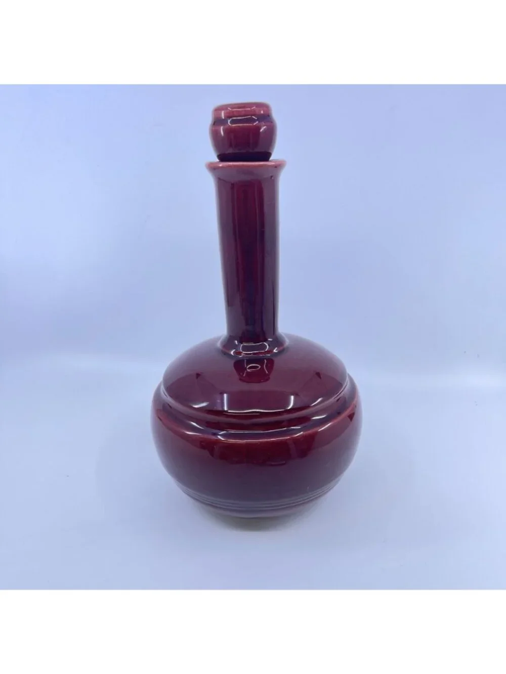 vintage metlox poppy trail ceramic decanter with cork stopper and spouted neck